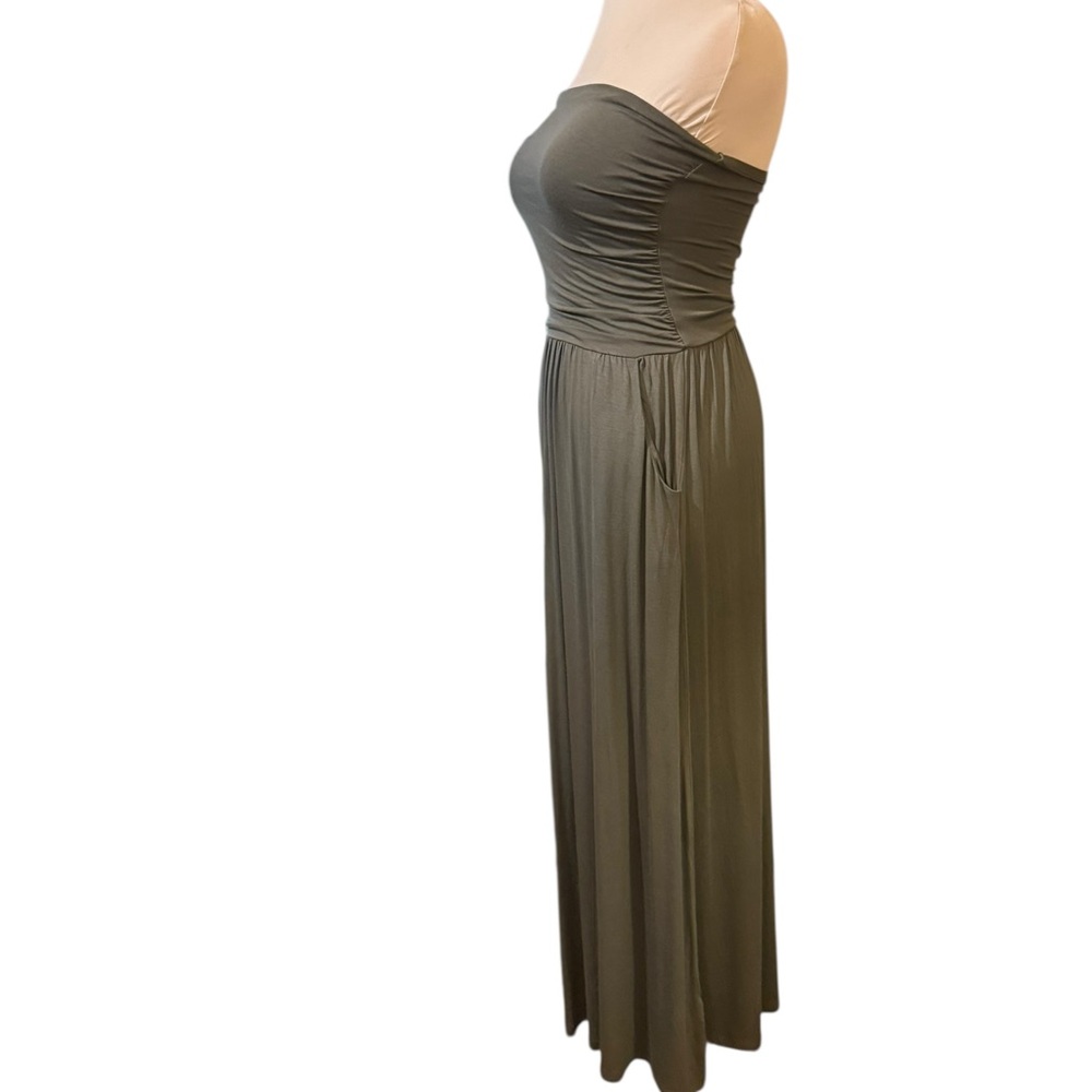 NWT Lascana Strapless Green Jersey Maxi Dress - Picture 2 of 8